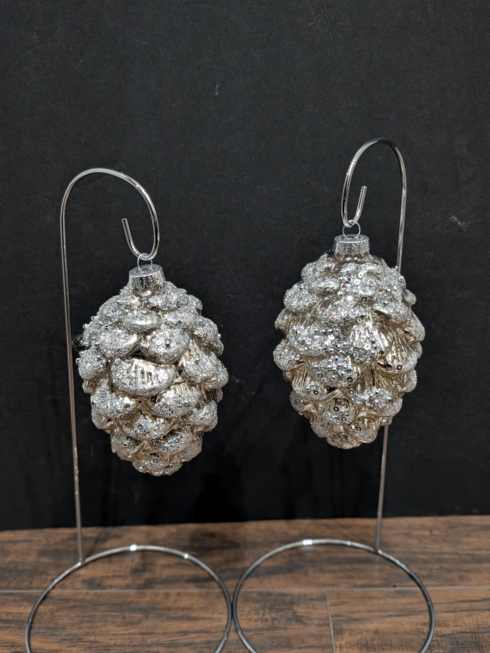 Glittered Glass Pine Cone Ornaments Set Of 2